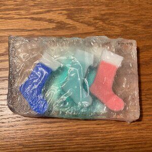 Glycerine Bar Soap  NWT 4 Piece Holiday Christmas Stockings Snowman Handmade